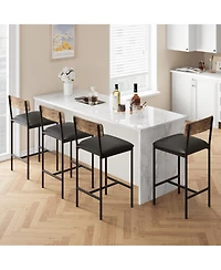 gaomon Bar stools Set of 4, 37.4" Counter Height Modern Barstool with Back,Pub Chair (Grey)