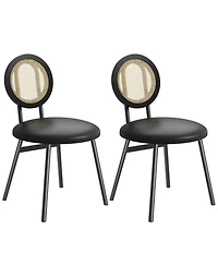 gaomon Dining Chairs Set of 2, Rattan Kitchen Chairs with Thicken Upholstered, Modern Dining Room Chairs Set of 2,Black