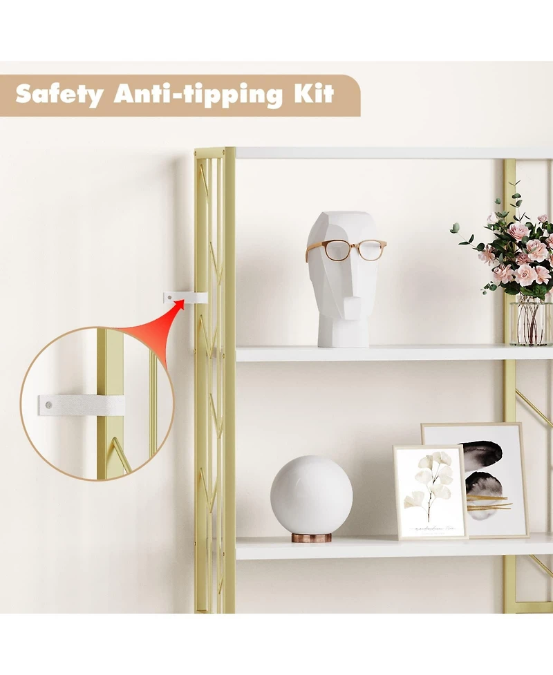 gaomon 6 Tier Bookshelf, Tall Bookcase Freestanding Display Shelf with Metal Frame & Large Storage