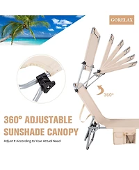 Sugift 5-Position Adjustable Outdoor Recliner Chair with Canopy Shade
