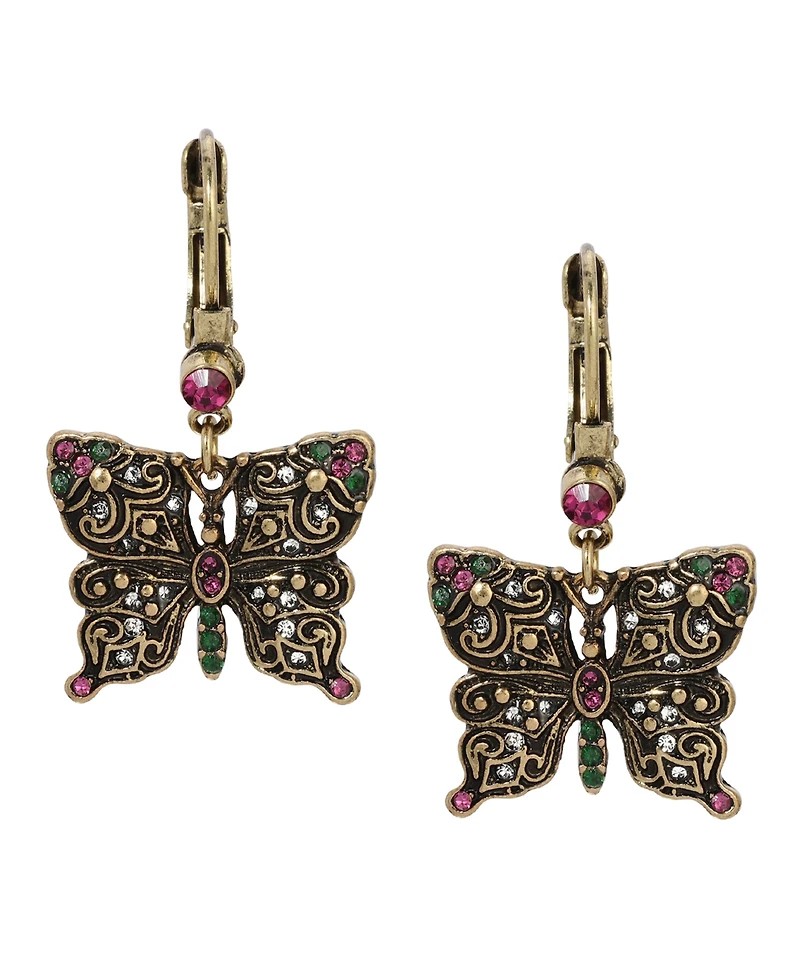 2028 Crystal Butterfly Drop Earrings