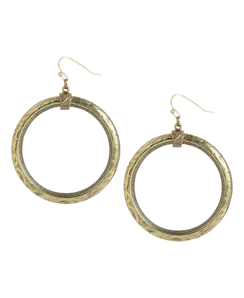 2028 Gold-Tone Textured Hoop Earrings