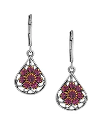 2028 Crystal Flower Filigree Fan Earrings