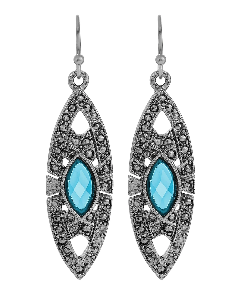 2028 Epoxy Faux Marcasite Stone Drop Earrings