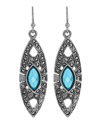 2028 Epoxy Faux Marcasite Stone Drop Earrings