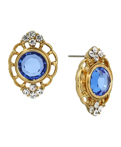 2028 Crystal Filigree Button Earrings