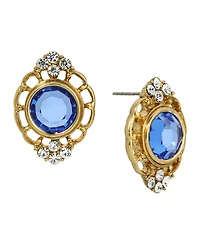 2028 Crystal Filigree Button Earrings