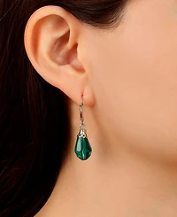 2028 Gold-Tone Crystal Faceted Drop Earrings