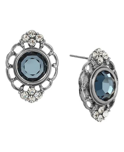2028 Crystal Filigree Button Earrings