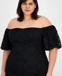Emerald Sundae Plus Size Off-the-Shoulder Lace Gown, Created for Macy's