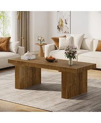 Tribesigns Rectangle Coffee Table: 47.24-Inch Wood Modern Coffee Table Cocktail Table for Living Room, Farmhouse Coffee Table Center Table Tea Table w