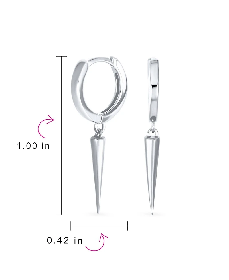 Bling Jewelry Punk Rocker Goth Biker Jewelry Arrow Charm Huggie Dangling Dagger Spike Mini Hoop Earrings 14K Yellow Gold Plated .925 Sterling Silver
