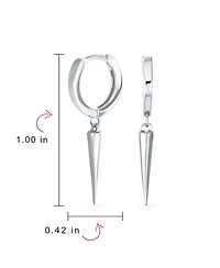 Bling Jewelry Punk Rocker Goth Biker Jewelry Arrow Charm Huggie Dangling Dagger Spike Mini Hoop Earrings 14K Yellow Gold Plated .925 Sterling Silver