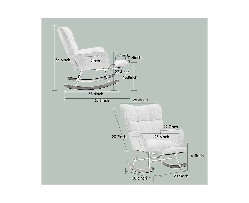 Streamdale Modern Nursery Rocking Chair with Upholstered Glider