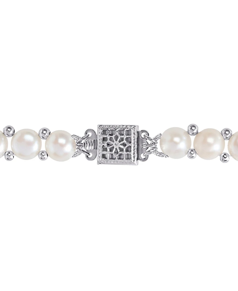3-Pc. Set Cultured Freshwater Pearl (6-7-1/2mm) Beaded Strand Necklace (17"), Stretch Bracelet & Stud Earrings in Sterling Silver