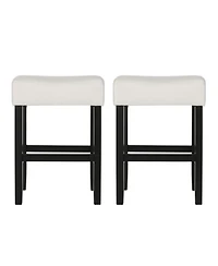 Streamdale Set Of 2, 26.75" Backless Leather Counter Height Barstool, Beige
