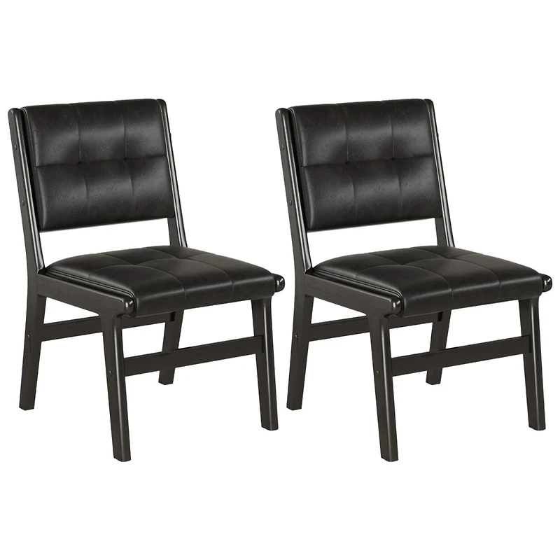 Streamdale Pu Dining Chair Set with Wooden Legs (2)