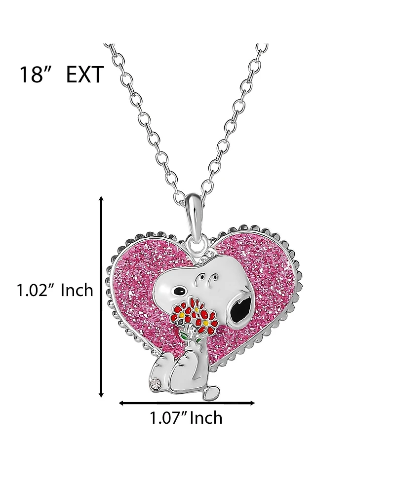 Peanuts Snoopy Heart Flowers Valentine's Day Pendant
