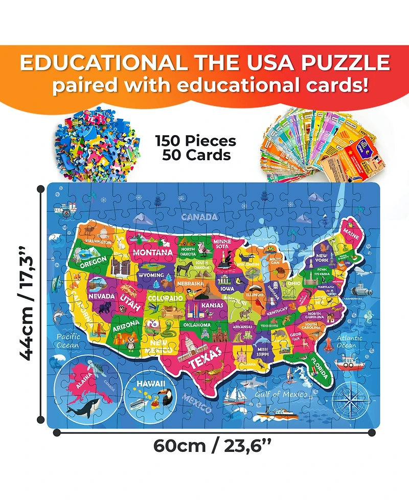 Quokka 150 Pcs Jigsaw Puzzles for Kids Ages 8-10 - 400+ Facts on 50 Flashcards