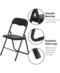 Folding Chairs with Padded Seats, for Desks Home Office Steel Guest Reception Party Poker Stackable Conference Chairs - Set of 4