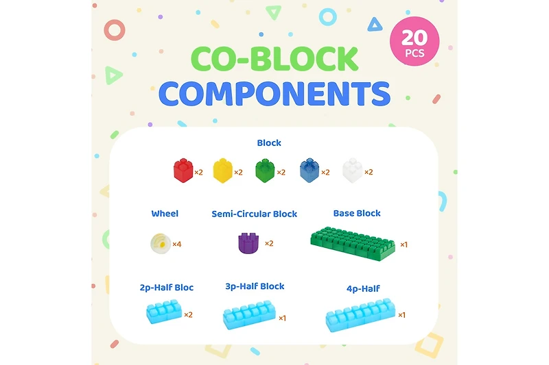 Co-Block Kproduct4u Curious Bpa-free Non-Toxic, Jelly Like Block Building Set for , 20 pieces