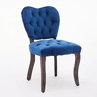 Streamdale French Tufted Fabric Dining Chairs, Set of 2, Blue