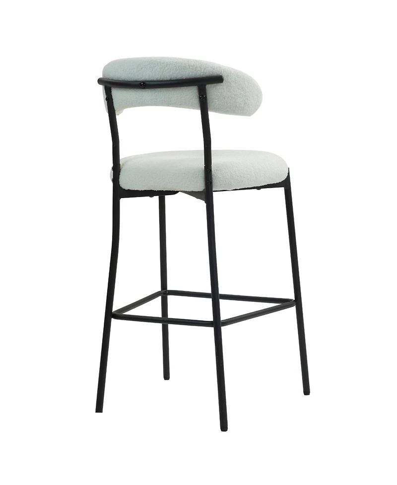 Streamdale Furniture 26" Counter height bar stools Teddy fabric cover kitchen island counter bar stool with black powder coating base and footrest(Sno