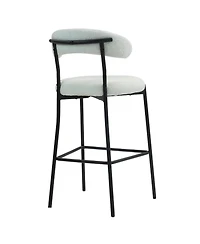 Streamdale Furniture 26" Counter height bar stools Teddy fabric cover kitchen island counter bar stool with black powder coating base and footrest(Sno