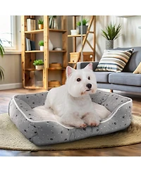 Details Microsuede Pet Bed, Dog Beds for Small Dogs and Cats, Calming Cuddler Bed Pets with Sides Plush Center
