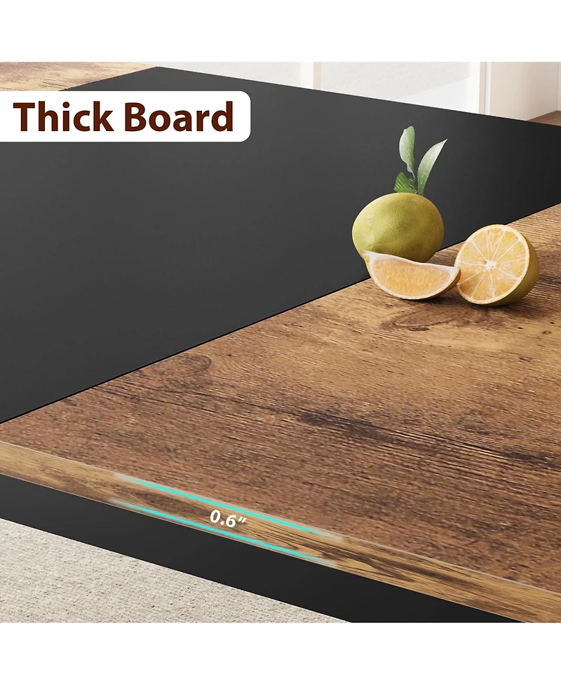 Industrial Dining Table for 68 People, 78.7" Long Kitchen Table, Wood Dining Table