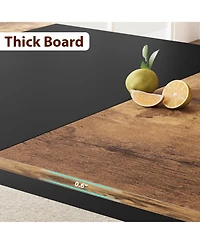 Industrial Dining Table for 68 People, 78.7" Long Kitchen Table, Wood Dining Table
