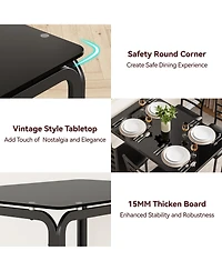 gaomon 5 Piece Glass Dining Table Set, Kitchen and Chairs for 4, Kitchen Table and Chairs Modern Room Sets Home, Party,Black