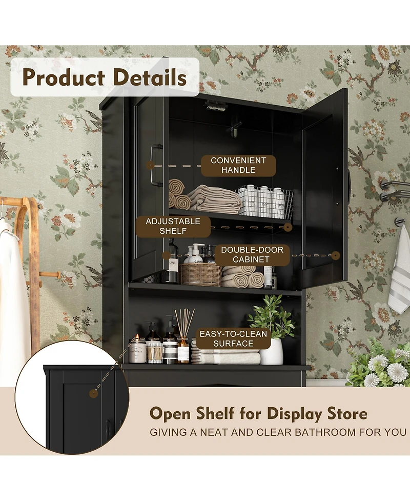 23.62 in. W x 65.39 H 8.27 D Over The Toilet Storage with Adjustable Shelves for Bathroom and Laundry