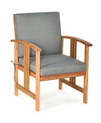 Sugift 3PC Solid Wood Outdoor Patio Sofa Furniture Set-Gray
