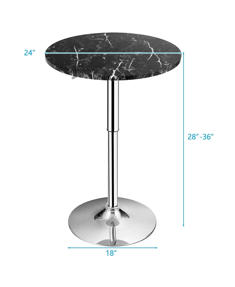 Sugift 360° Swivel Cocktail Pub Table with Sliver Leg and Base-Black