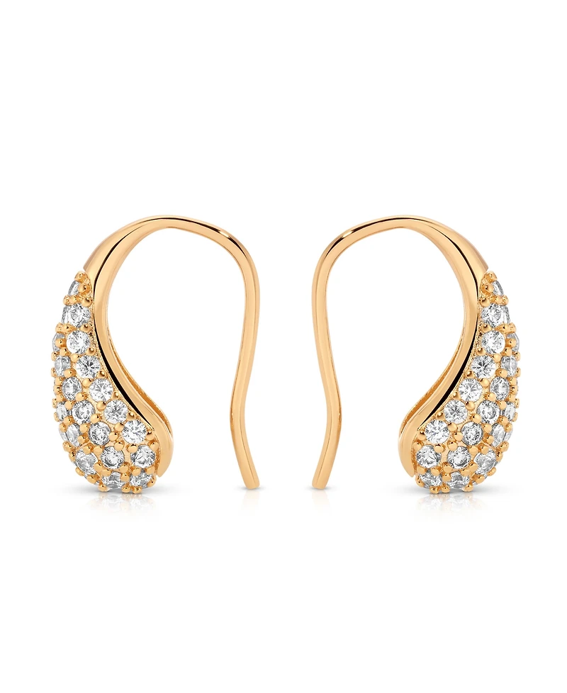 Ettika Hooked Pave and Mother of Pearl Drop Earrings