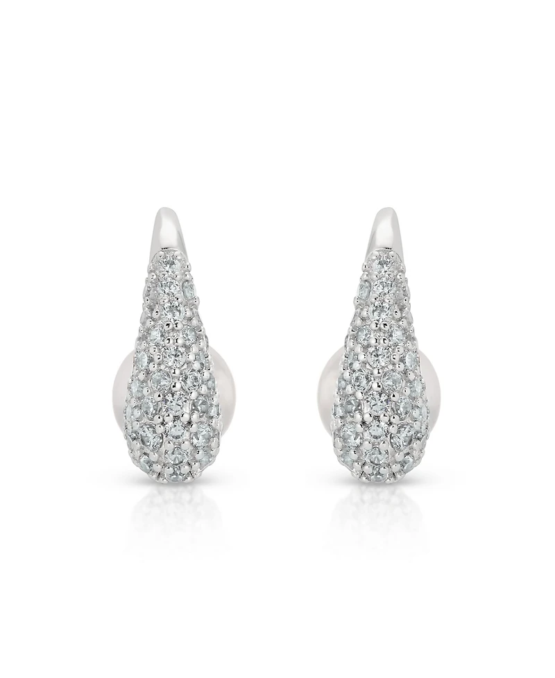 Ettika Hooked Pave and Mother of Pearl Drop Earrings