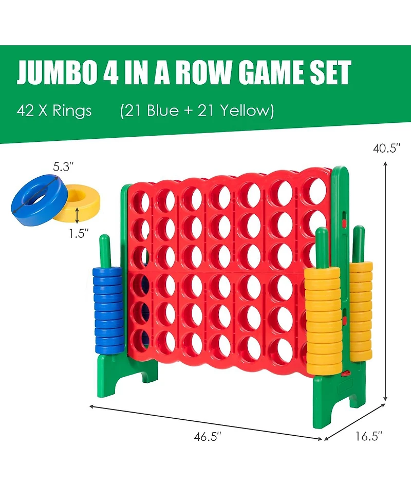 Sugift Jumbo 4-to-Score Giant Game Set with 42 Jumbo Rings and Quick-Release Slider-Green