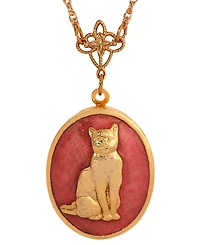 2028 Enamel Oval Cat Locket Necklace