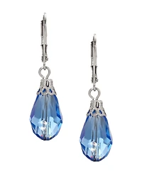 2028 Silver-Tone Crystal Faceted Drop Earrings
