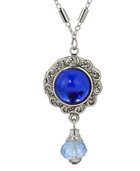 2028 Round Glass Stone Locket Necklace