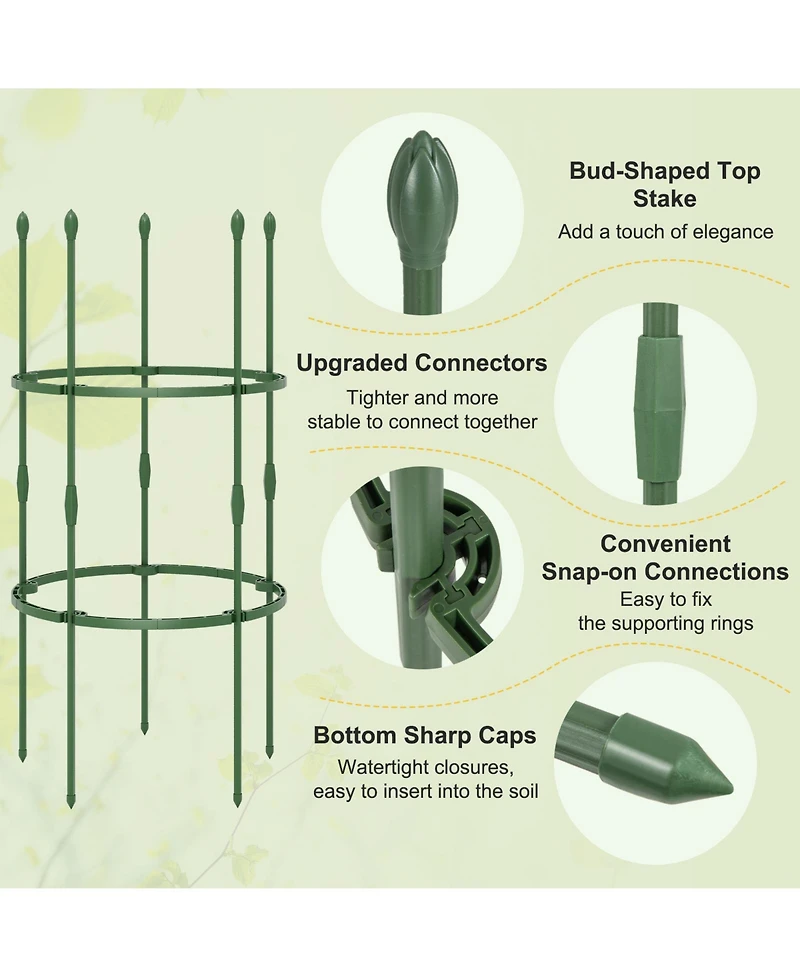Sugift 3-Pack Garden Trellis 60 Inch Tall Plant Support Stands with Clips and Ties-s