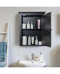 Sugift Wall Mounted Bathroom Mirror Cabinet with 5-level Height-adjustable Shelf-Black