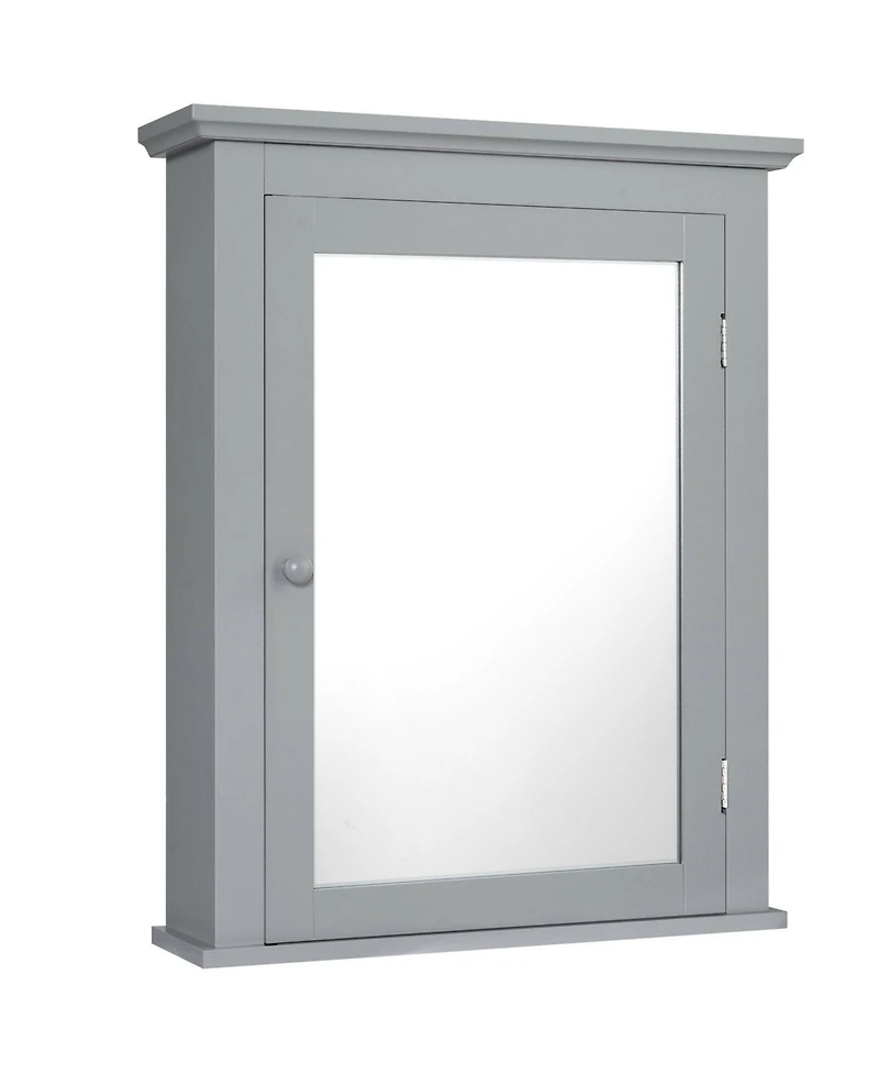 Bathroom Mirror Cabinet Wall Mounted Adjustable Shelf Medicine Storage-Gray