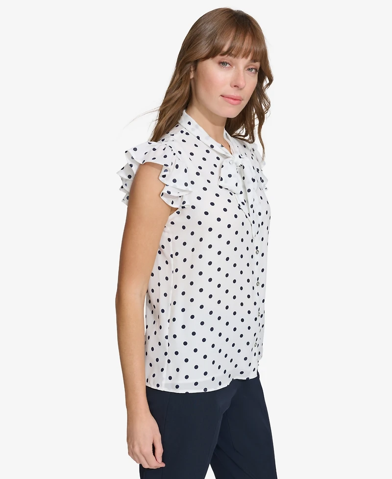 Tommy Hilfiger Women's Ruffle-Sleeve Bow Blouse
