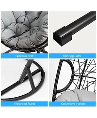 Sugift Hanging Cushioned Hammock Chair with Stand -Gray