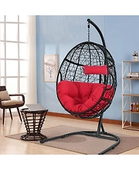 Sugift Hanging Cushioned Hammock Chair with Stand-Red