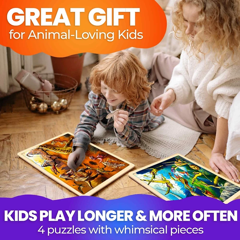 Quokka 4x36 Realistic Wooden Montessori Puzzles for Kids Ages 4-6