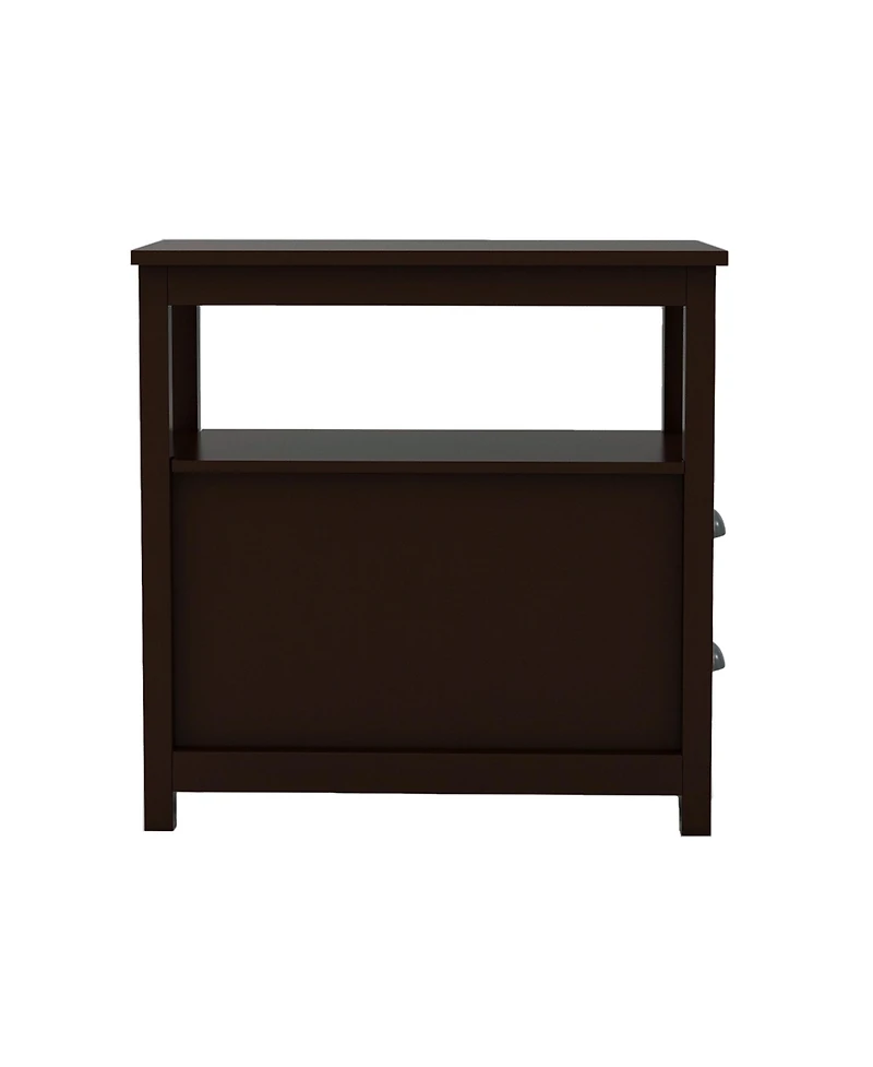 Compact End Table Nightstand – Narrow Bedside Table with Drawers & Shelf for Bedroom or Sofa Side