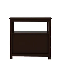 Compact End Table Nightstand – Narrow Bedside Table with Drawers & Shelf for Bedroom or Sofa Side